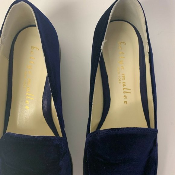 Bettye Muller Classic Loafers Blue Crush Velvet Shoes Regency Navy 7.5 38.5 Eur - Picture 4 of 12